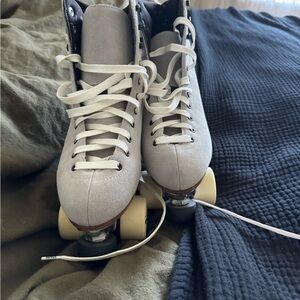 Gray Roller Skates with White Laces